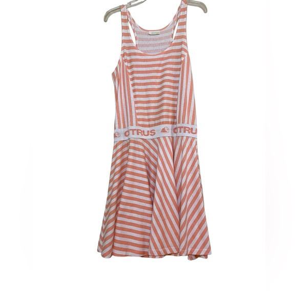 VINTAGE CITRUS SUNDRESS Peach and White Size L Fit and Flare Style Pastel Orange - Picture 3 of 9